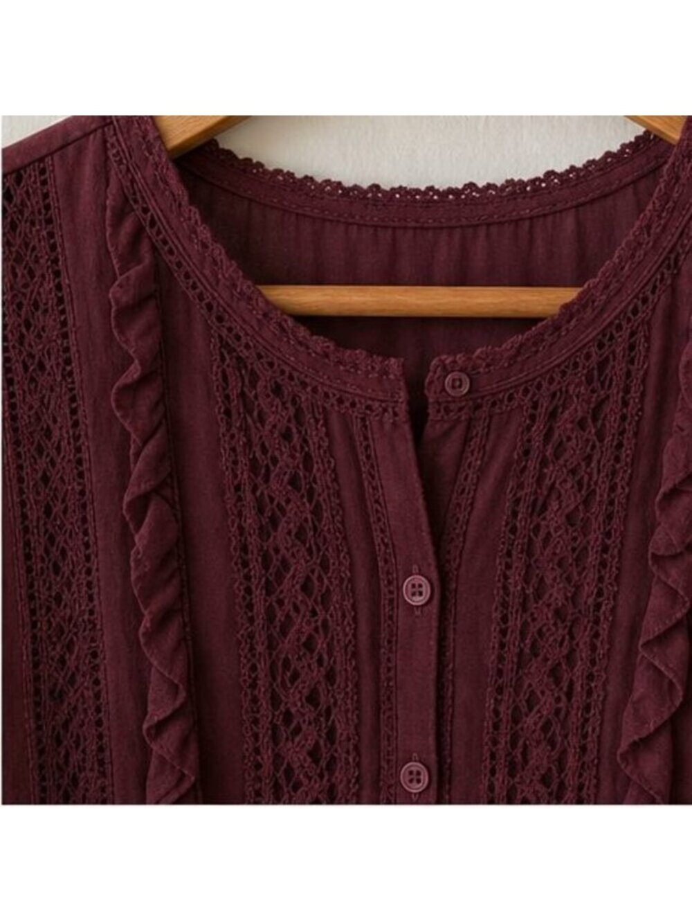 Burgundy Ruffle Blouse - Picture 4 of 6
